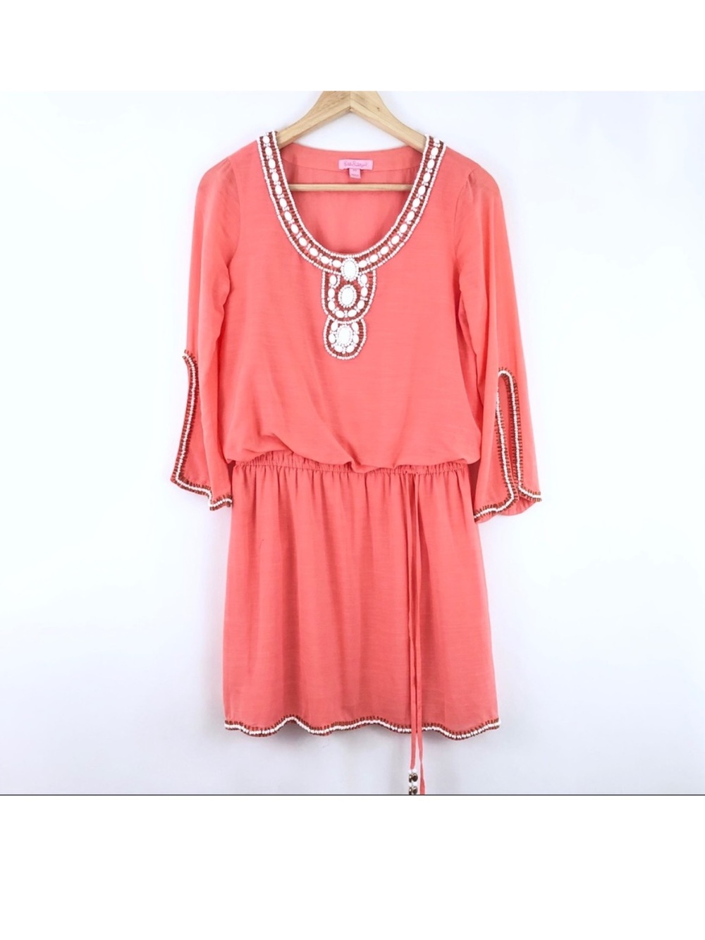 Lilly Pulitzer Peach Orange Beaded Delisa Dress XS